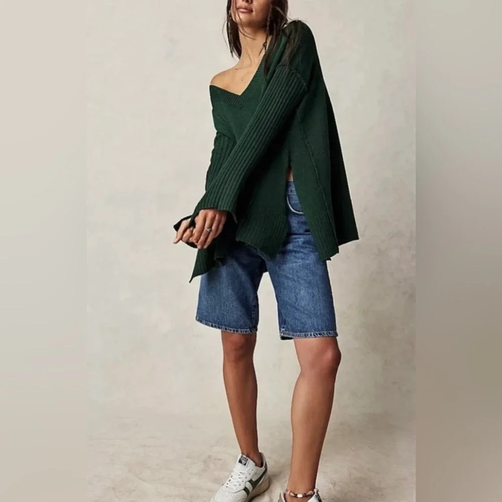 Free People Orion Tunic V-Neck Sweater